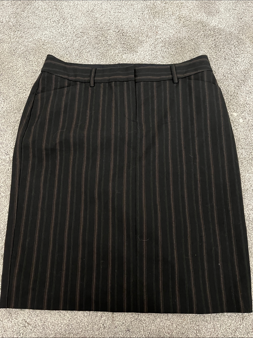 Express Black Dress Pencil Skirt With Brown Pinstripes 6